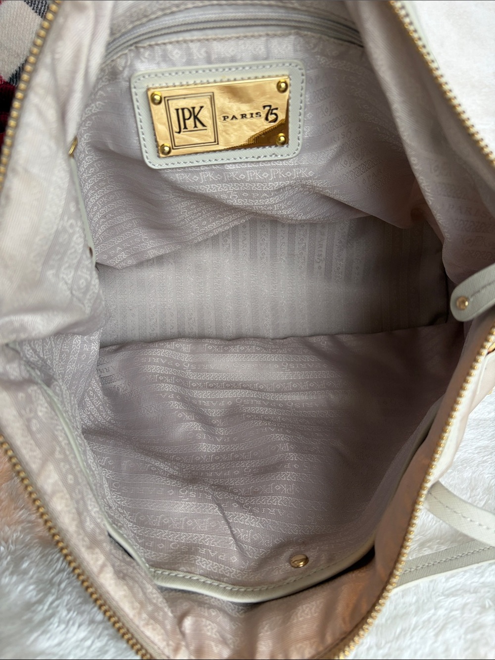 JPK Paris 75 Nylon Tote Bag Beige Taupe Gold Hardware Large Shoulder Bag - Picture 8 of 13